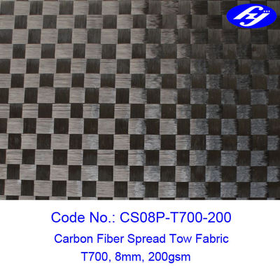 Black Wide 200GSM Spread Tow Fabric 8MM / Ultra Light Toray 12K Carbon Fiber Tow