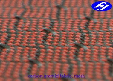 Mesh Pattern Carbon Kevlar Fabric / Jacquard Hybrid Woven Filament Fiber Fabric
