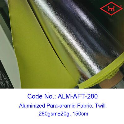 आमतौर पर फ्लोरोसेंट पीला अग्निरोधी परावर्तक कपड़ा जिसमें लौ-प्रतिरोधी फाइबर पैरा-एरामिड 280 ग्राम प्रति वर्ग मीटर सुरक्षात्मक कपड़ों के लिए