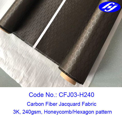 Honeycomb / Hexagon Pattern 3K Carbon Fiber Jacquard Fabric For Composite Parts